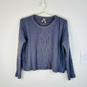 Mudd Gray Cable Knit Cropped Sweater Women's Small Cozy Fall Winter Top Pullover